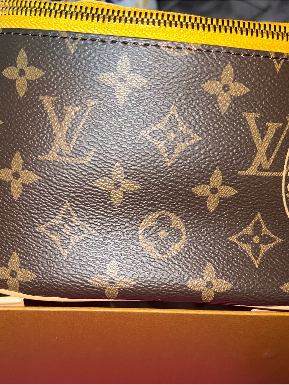 Brown Monogram Bum/ Shoulder Bag with Orange Trim